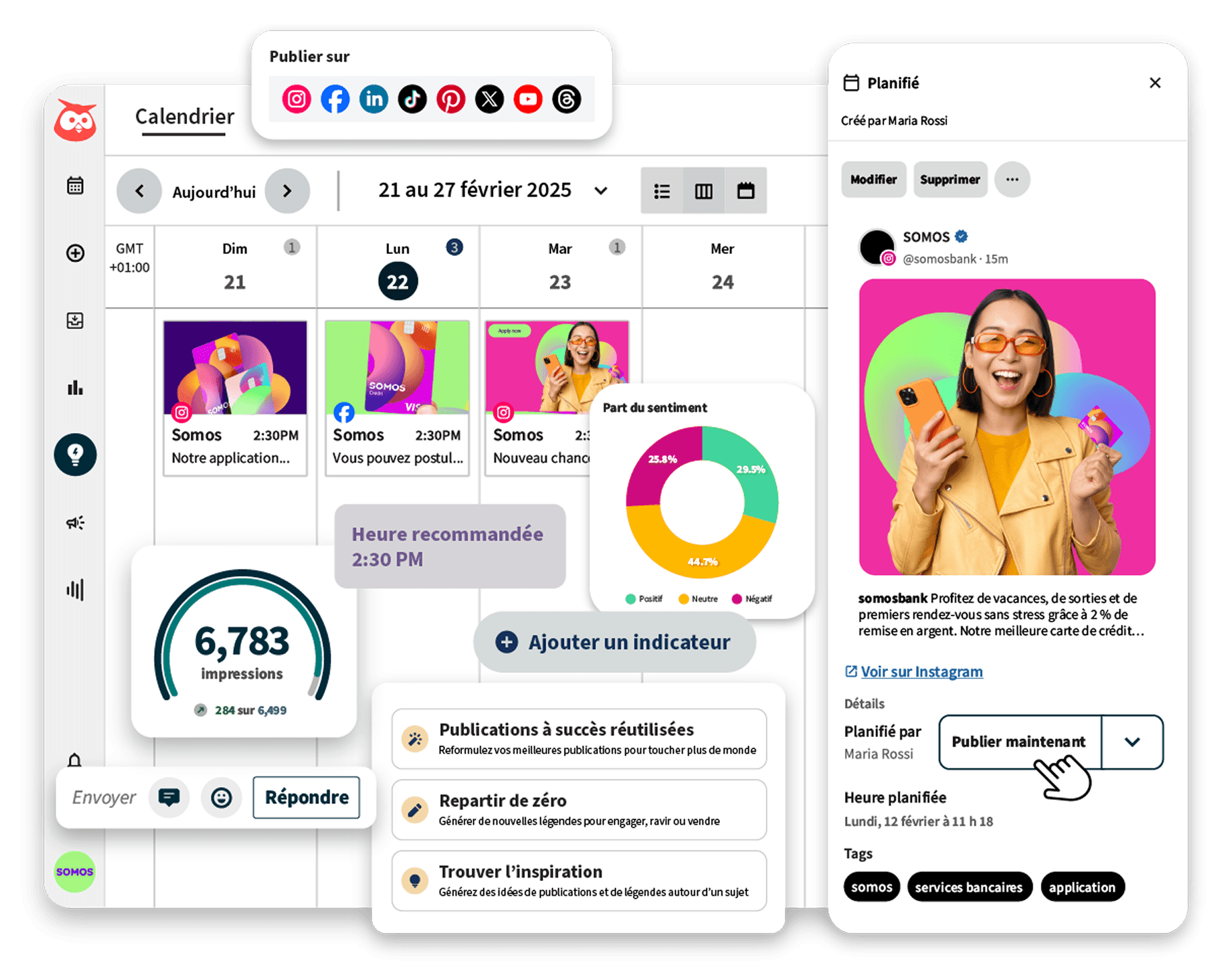 tableau de bord de publication hootsuite